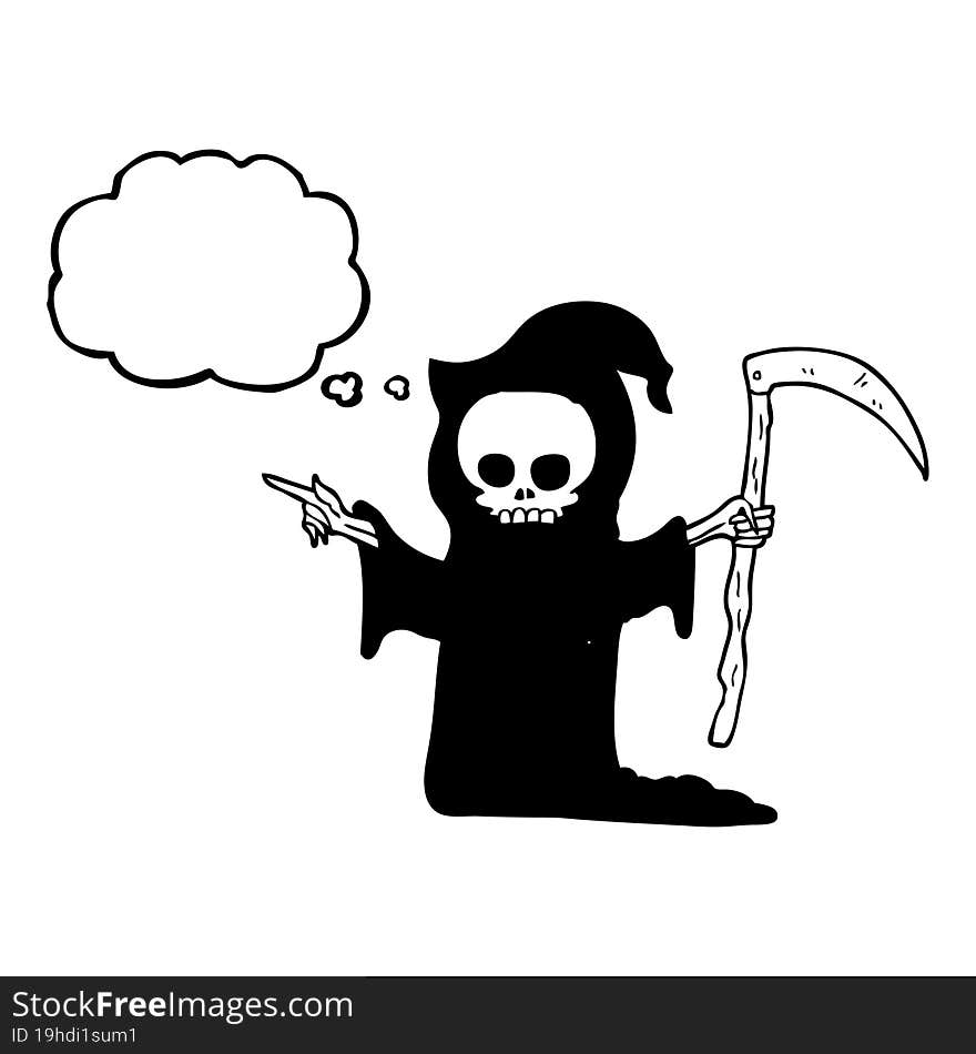 Thought Bubble Cartoon Death With Scythe