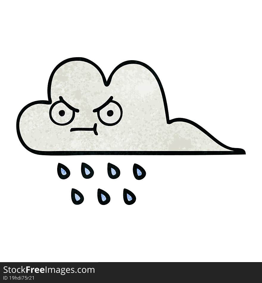 retro grunge texture cartoon of a rain cloud