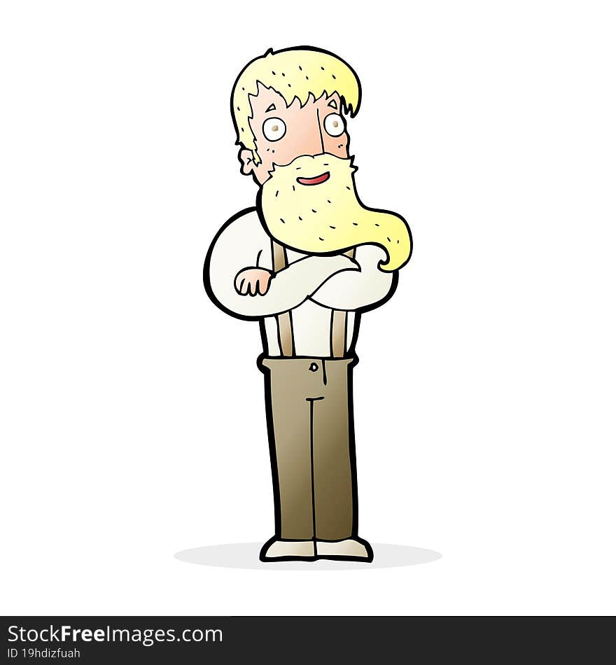 cartoon bearded hipster man