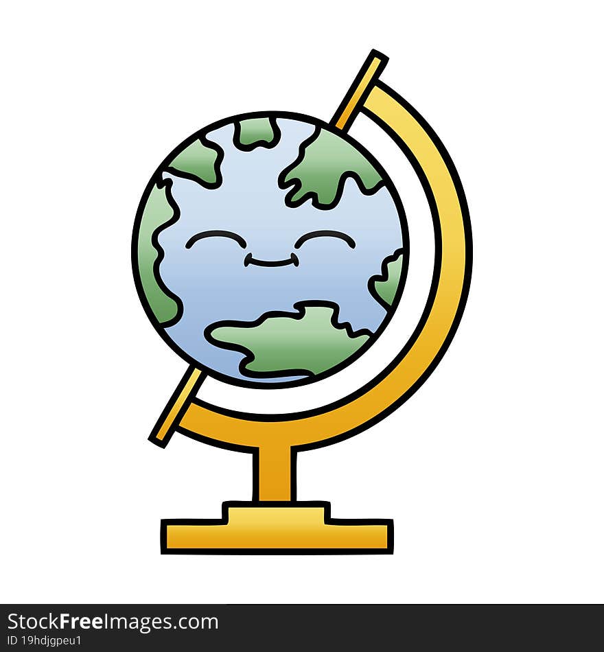 Gradient Shaded Cartoon Globe Of The World