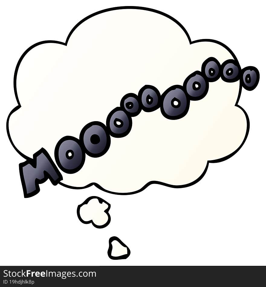 cartoon moo noise and thought bubble in smooth gradient style