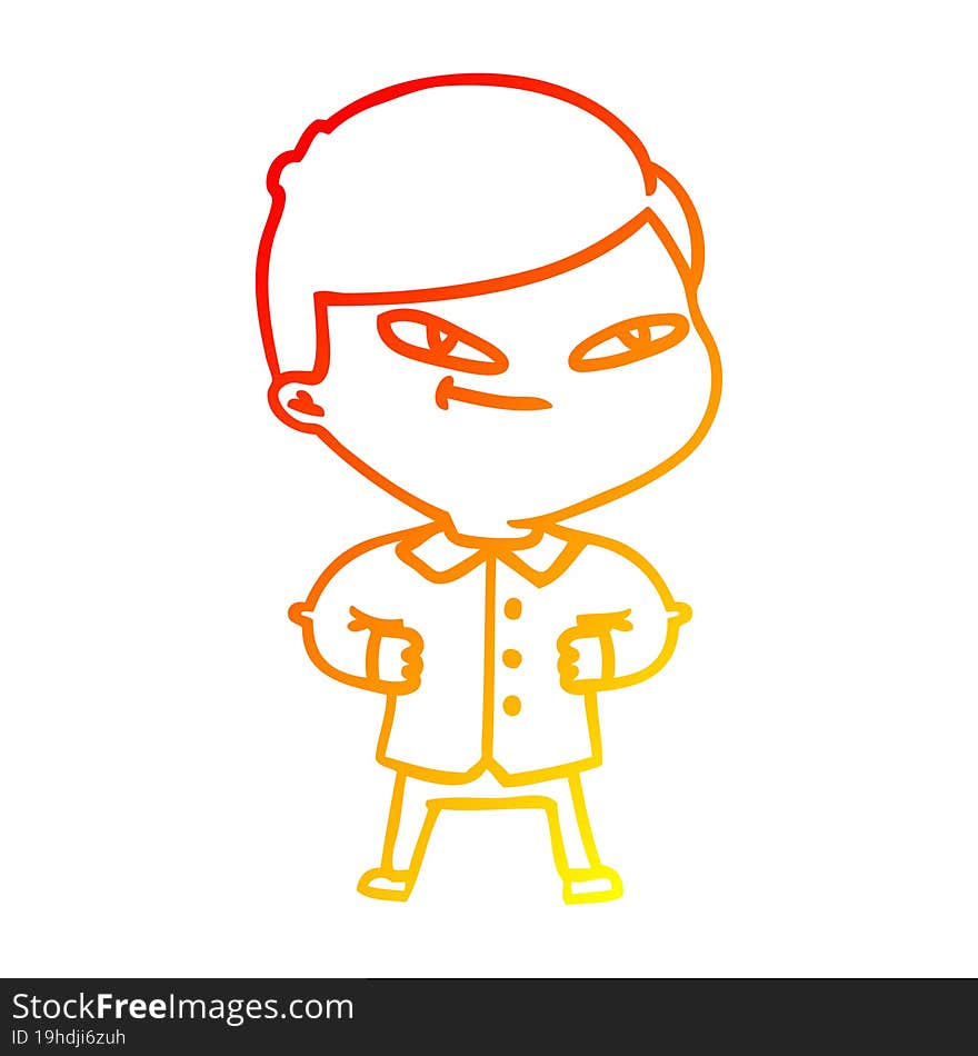 warm gradient line drawing cartoon confident man