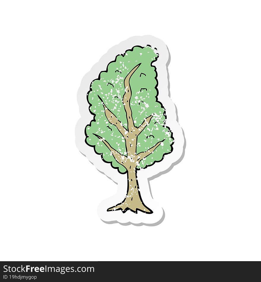 retro distressed sticker of a cartoon tree