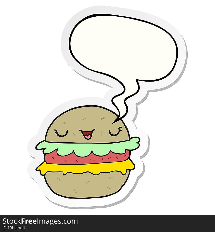 cartoon burger and speech bubble sticker