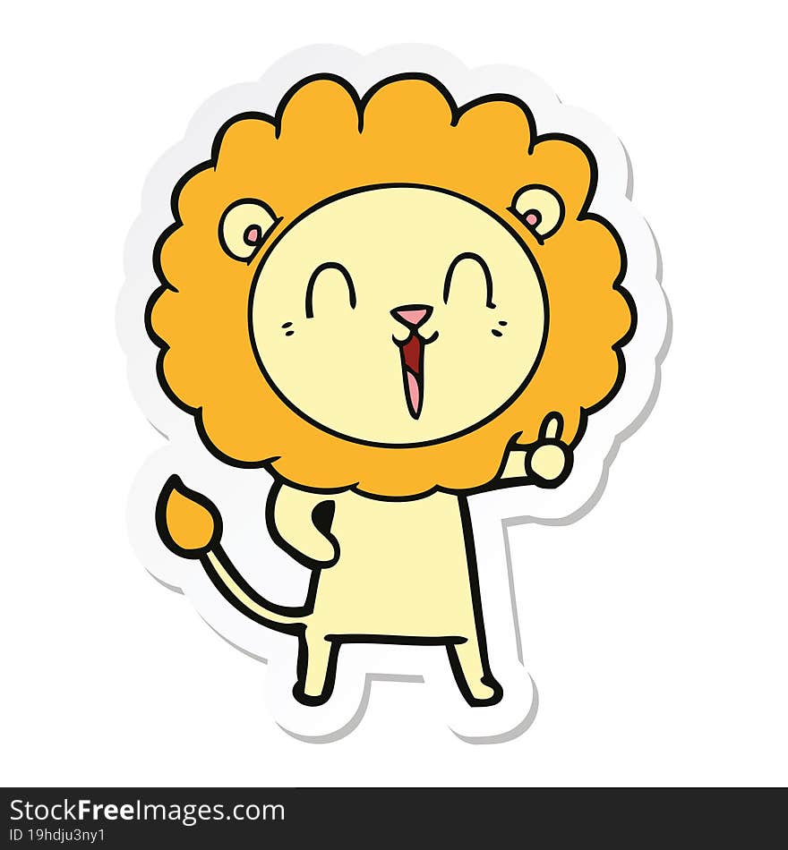 Sticker Of A Laughing Lion Cartoon