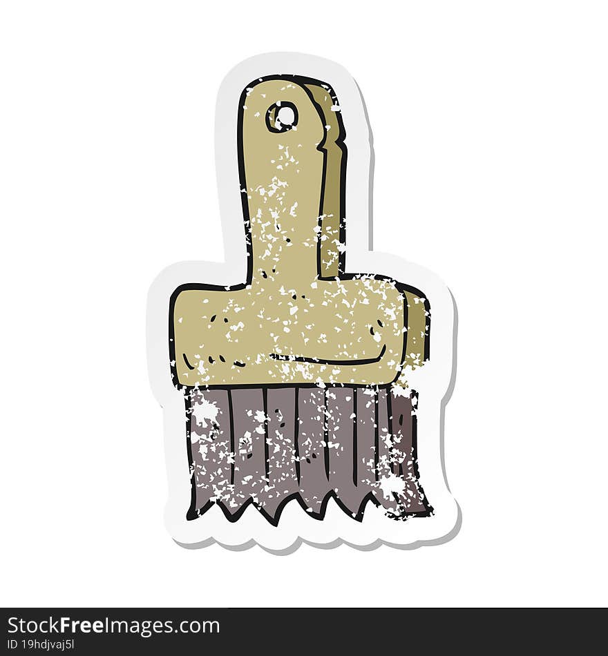 Retro Distressed Sticker Of A Cartoon Brush