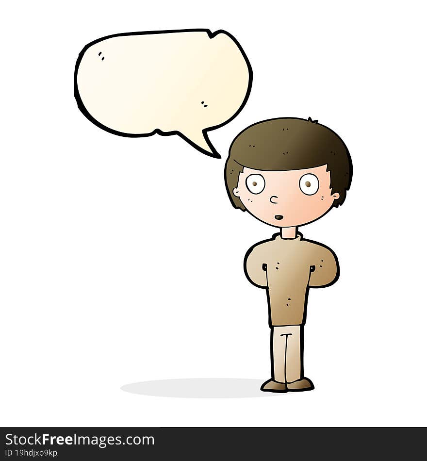 cartoon curious boy with speech bubble