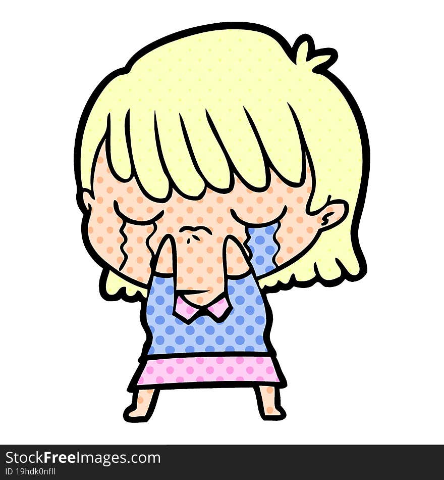 cartoon woman crying. cartoon woman crying