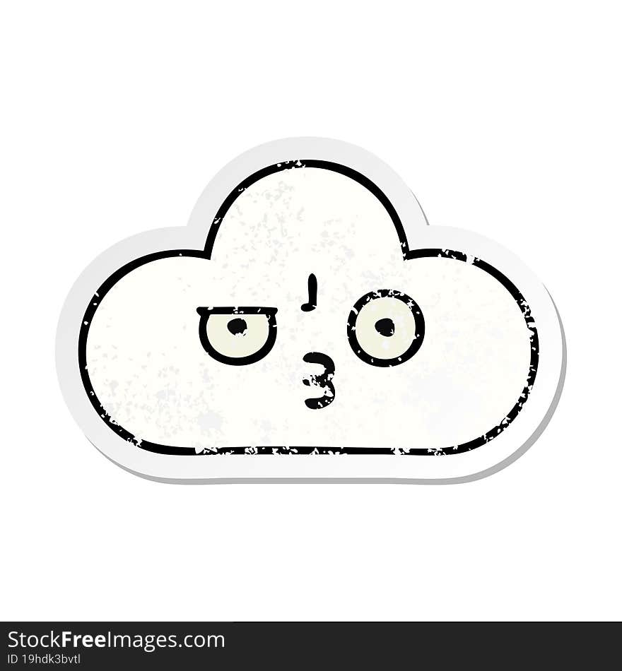 distressed sticker of a cute cartoon white cloud