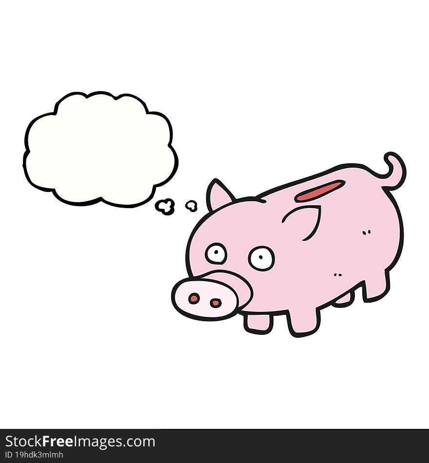 freehand drawn thought bubble cartoon piggy bank