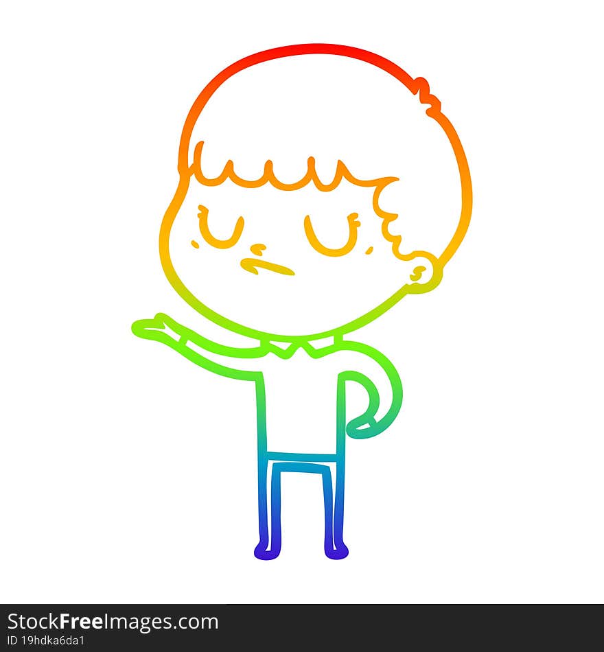 rainbow gradient line drawing cartoon grumpy boy