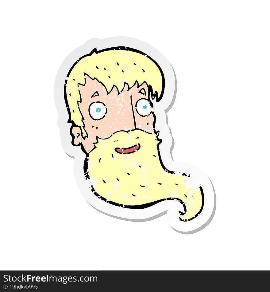 Retro Distressed Sticker Of A Cartoon Bearded Man