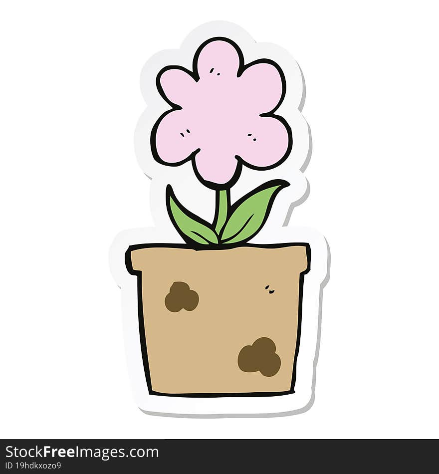 Sticker Of A Cute Cartoon Flower