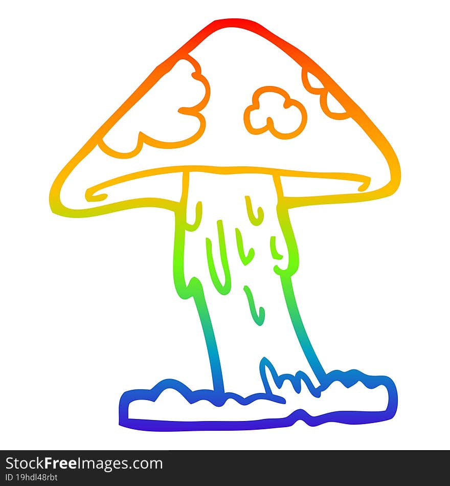 rainbow gradient line drawing cartoon mushroom