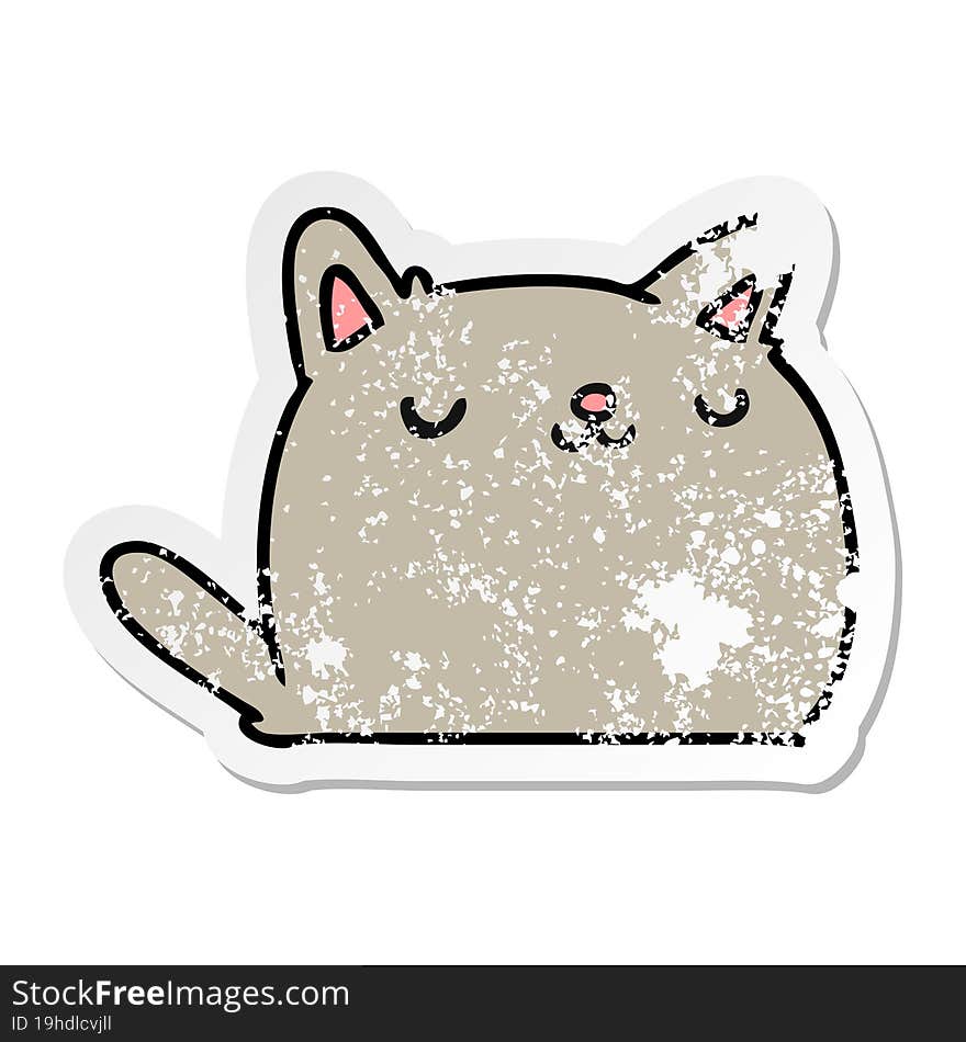 distressed sticker cartoon of cute kawaii cat