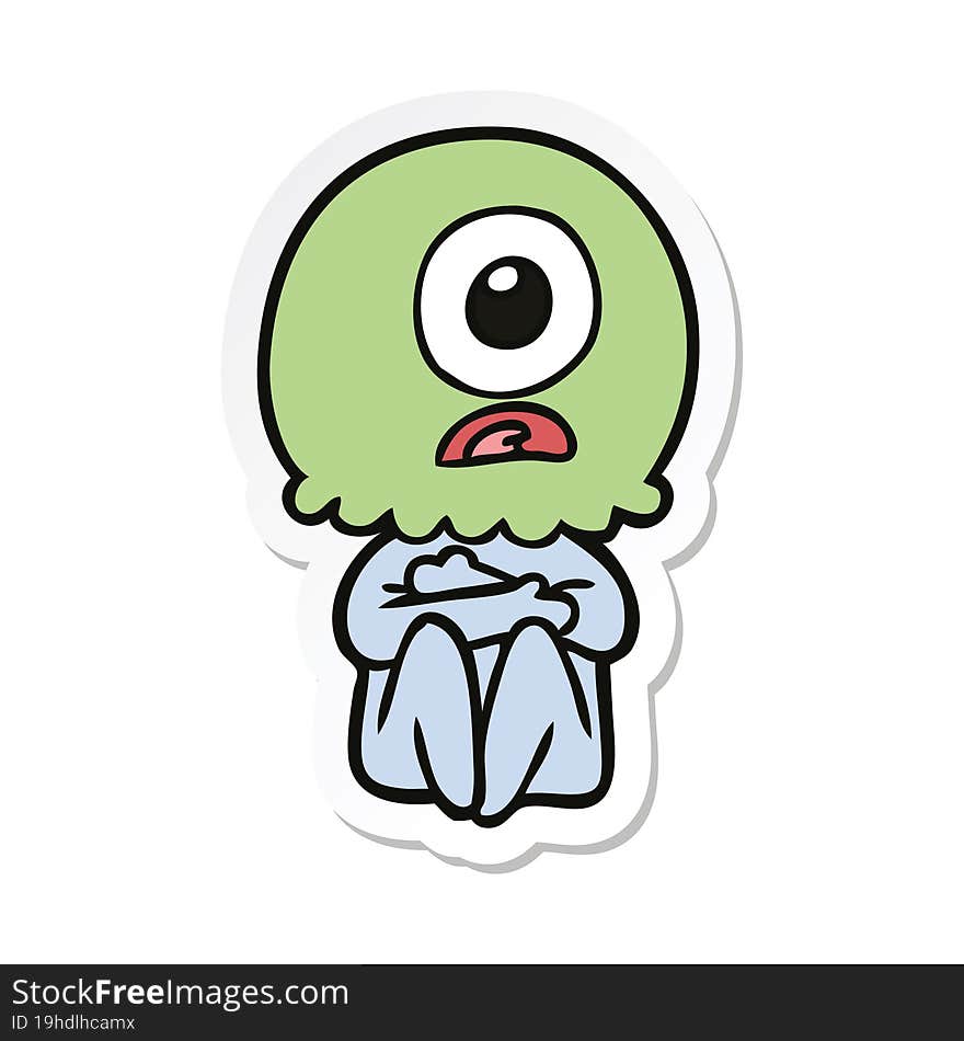 Sticker Of A Cartoon Cyclops Alien Spaceman