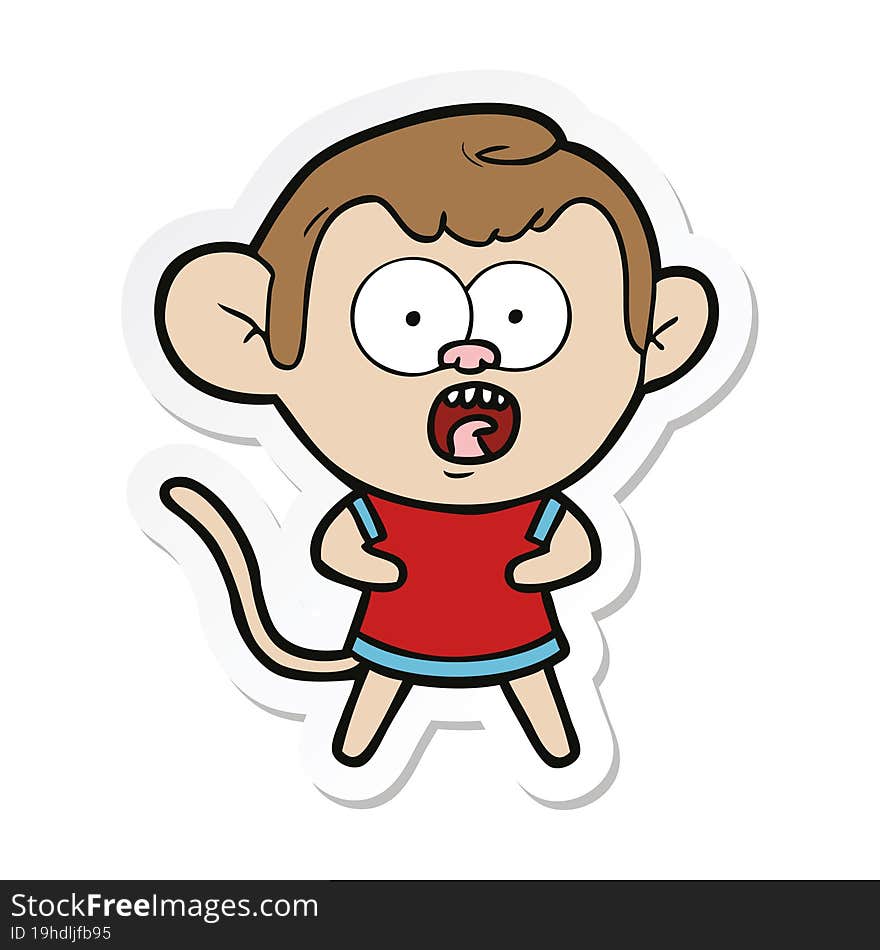 sticker of a cartoon shocked monkey