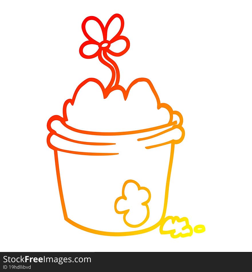 warm gradient line drawing cartoon flower pot