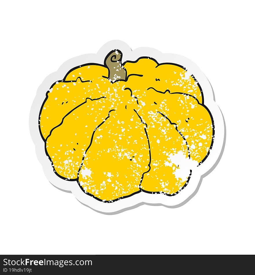 distressed sticker of a cartoon squash