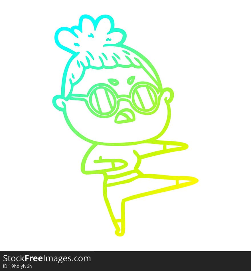 cold gradient line drawing cartoon annoyed woman