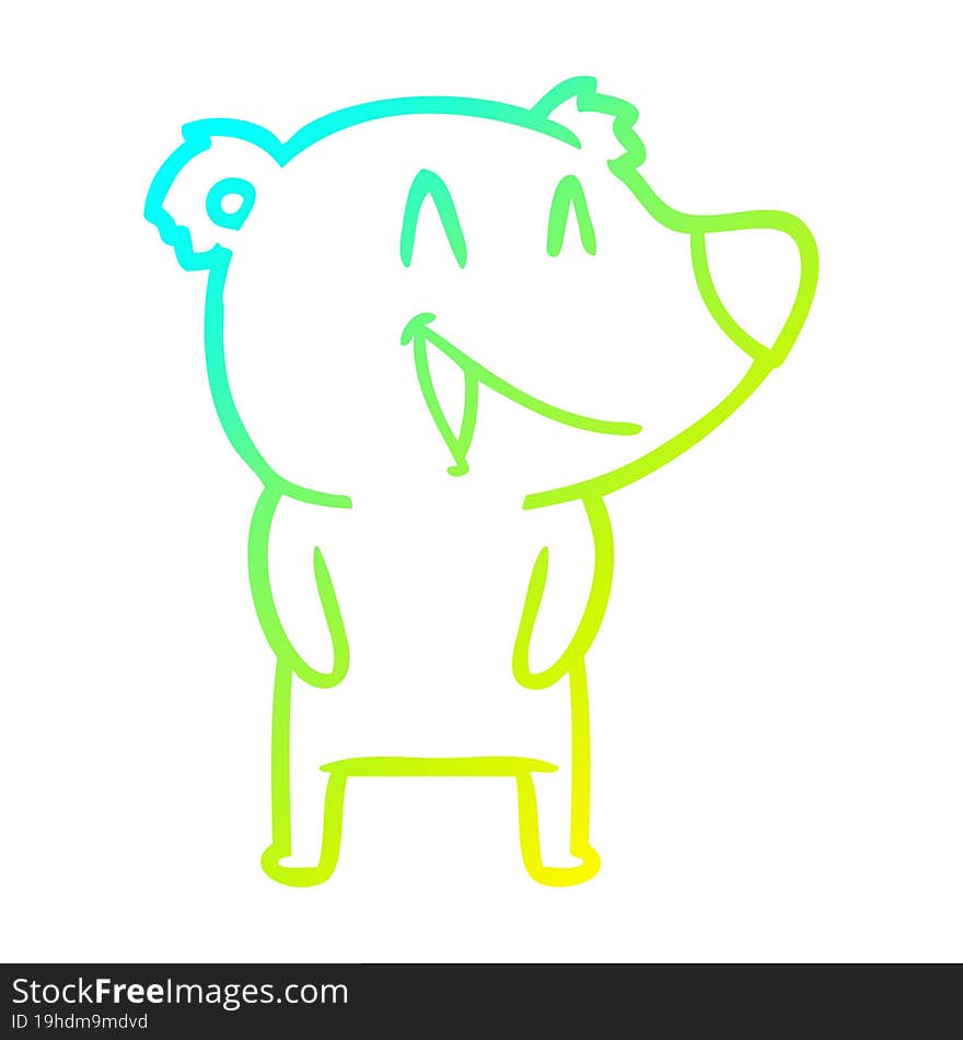 Cold Gradient Line Drawing Laughing Bear Cartoon