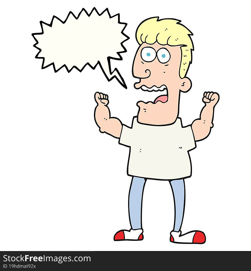 speech bubble cartoon stressed man