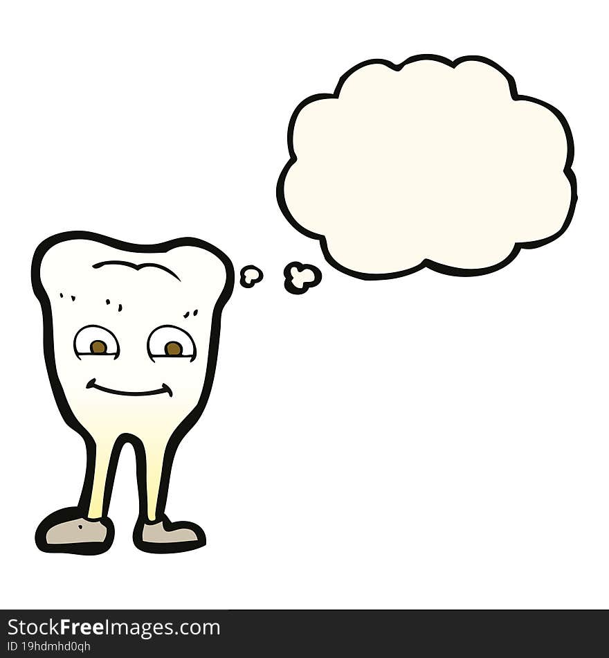 cartoon yellowing  tooth with thought bubble