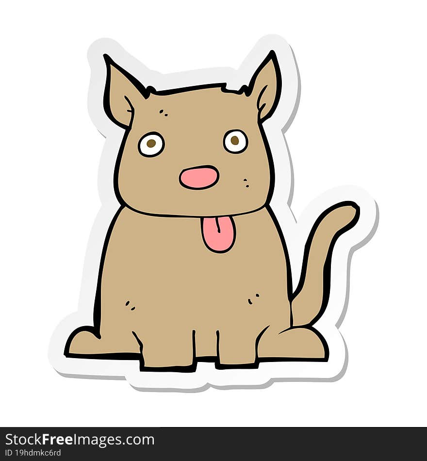 sticker of a cartoon dog sticking out tongue