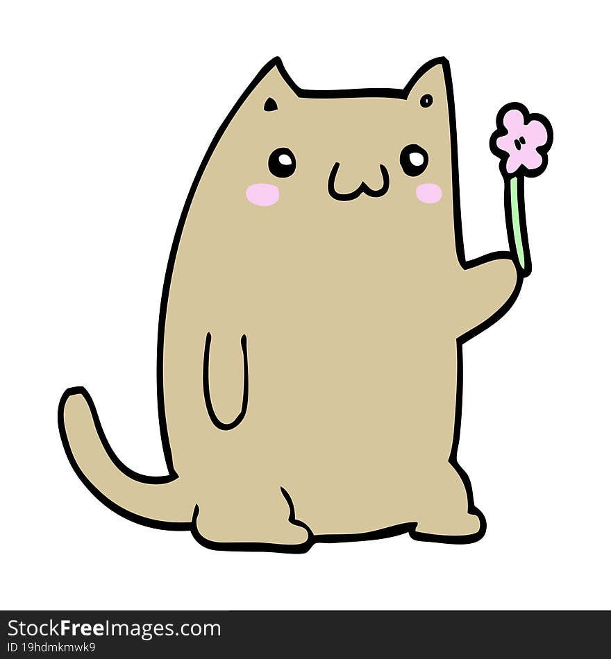 cute cartoon cat with flower