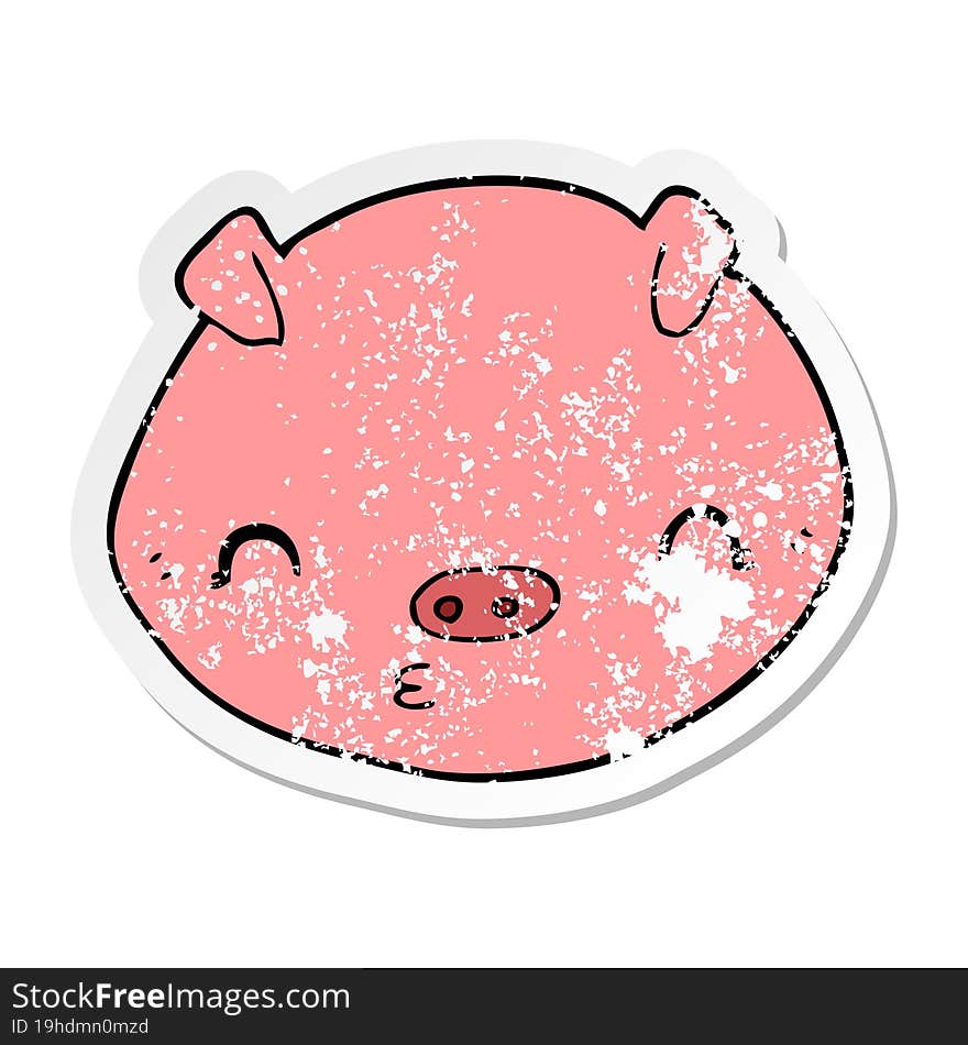 distressed sticker of a cartoon pig