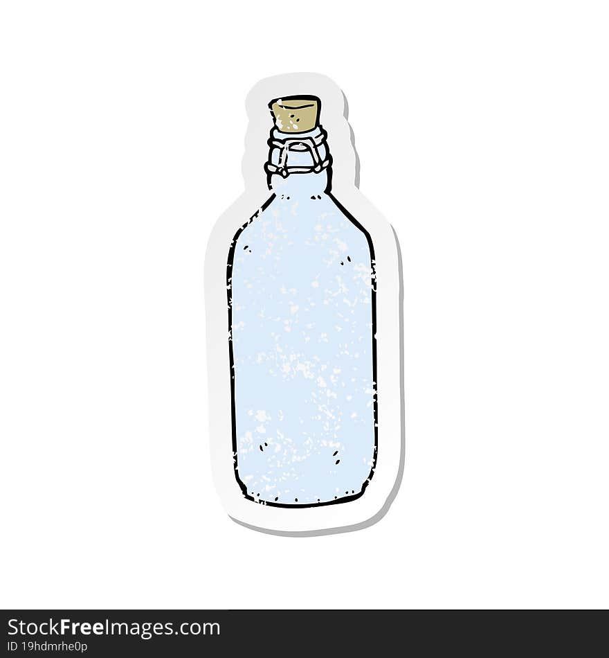 retro distressed sticker of a cartoon traditional bottle