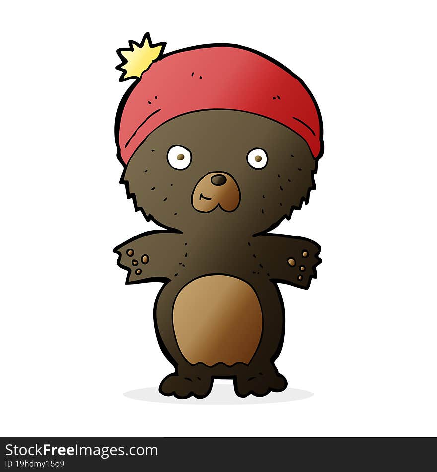 cartoon cute black bear in hat