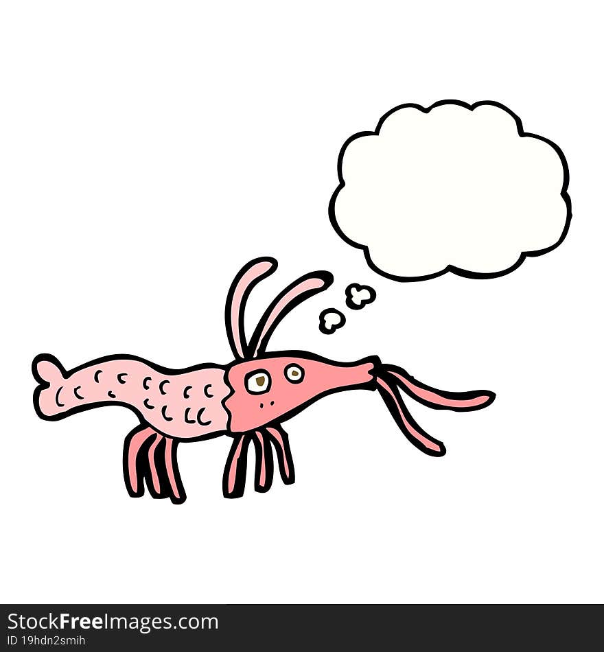 Cartoon Shrimp With Thought Bubble