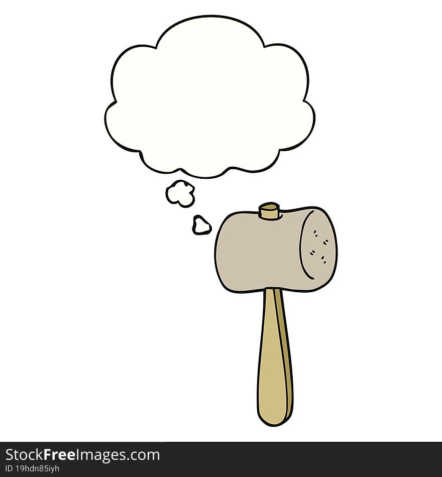 cartoon mallet and thought bubble