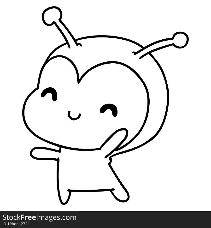 line drawing illustration kawaii of a cute lady bug. line drawing illustration kawaii of a cute lady bug