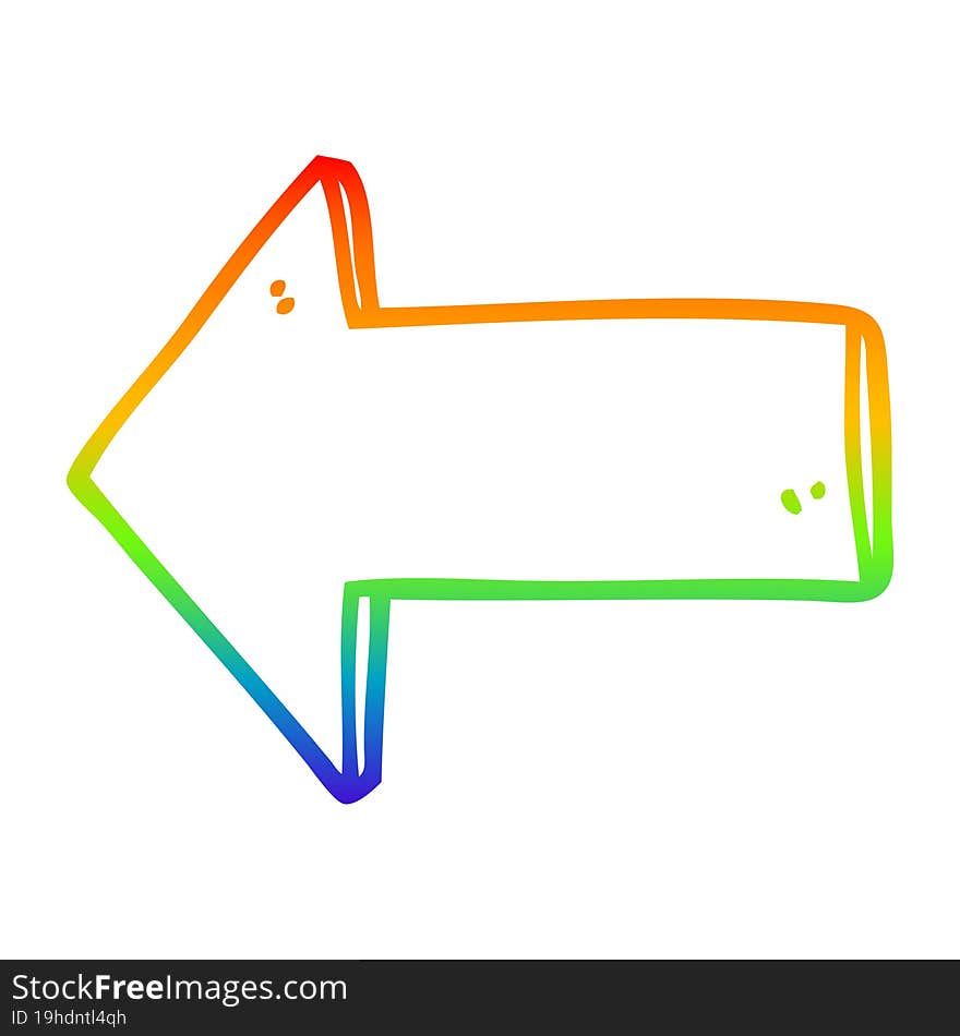 rainbow gradient line drawing cartoon arrow