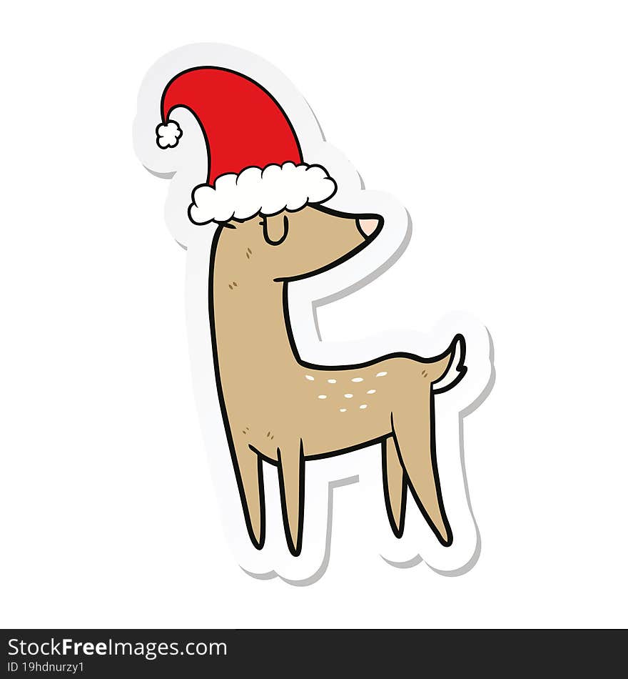 sticker of a cartoon christmas reindeer