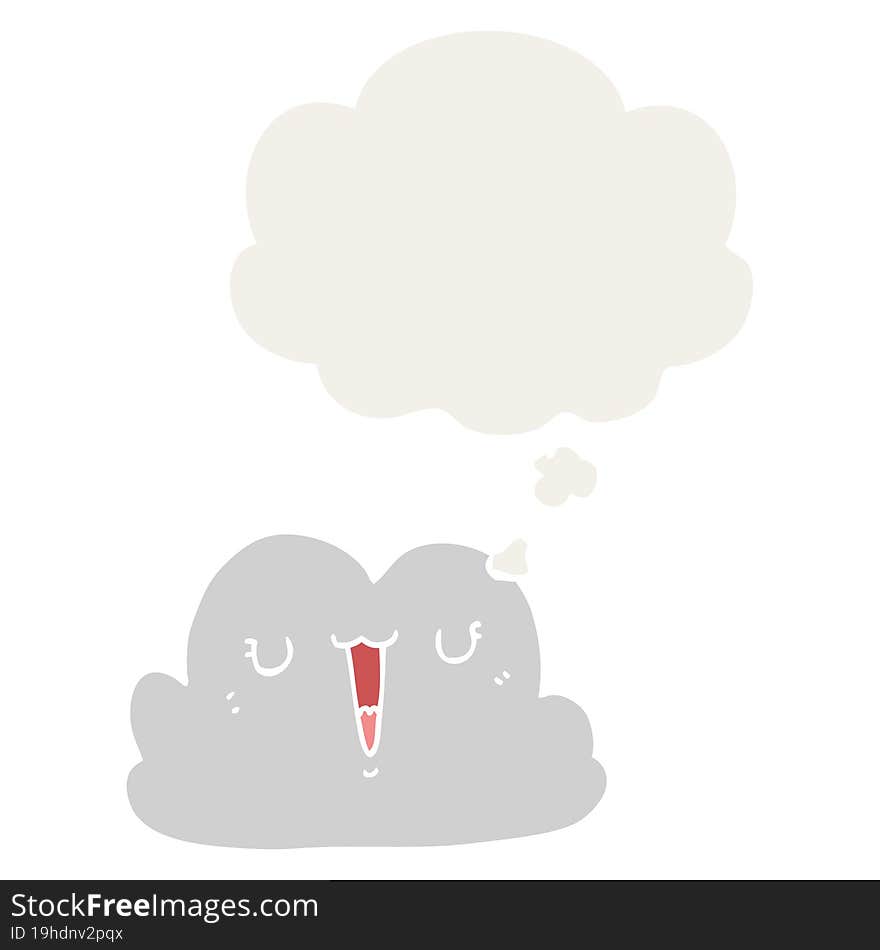 cute cartoon cloud and thought bubble in retro style