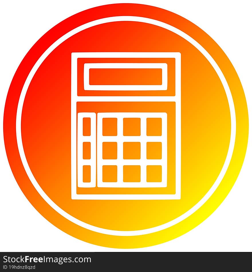 math calculator circular icon with warm gradient finish. math calculator circular icon with warm gradient finish