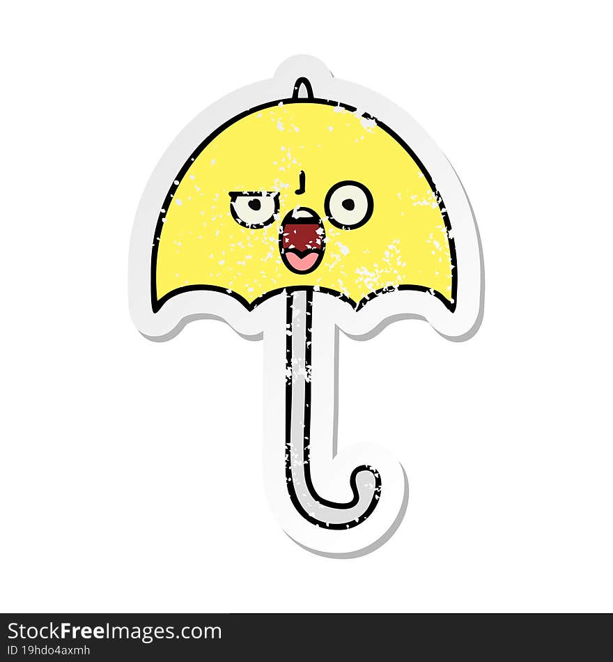 Distressed Sticker Of A Cute Cartoon Umbrella