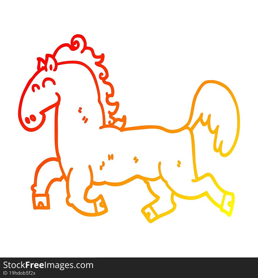 warm gradient line drawing cartoon stallion