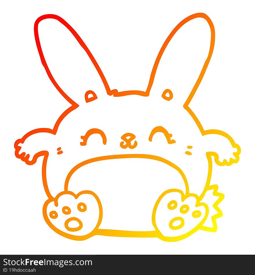 warm gradient line drawing of a cartoon rabbit