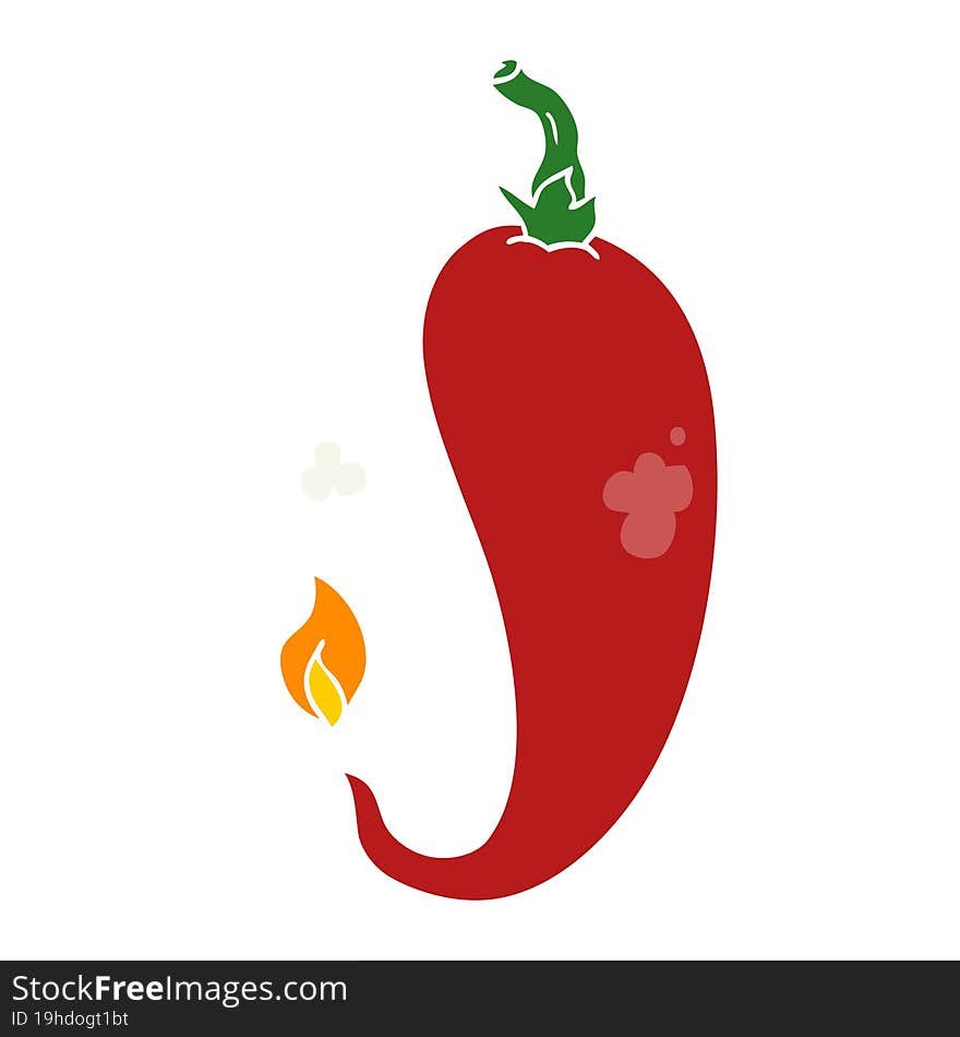 Flat Color Style Cartoon Chili Pepper