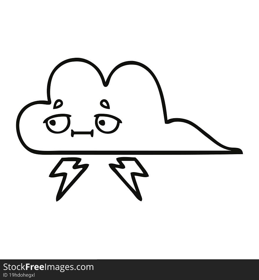 line drawing cartoon thunder cloud