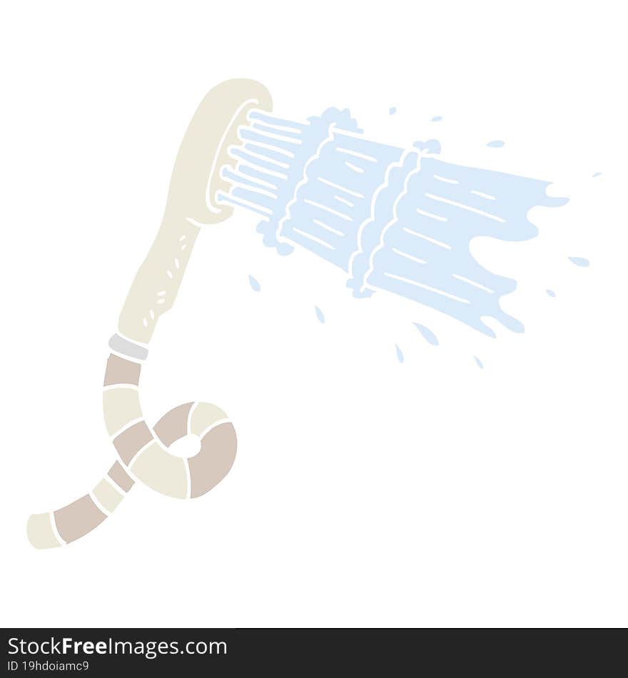 Flat Color Illustration Cartoon Shower Head