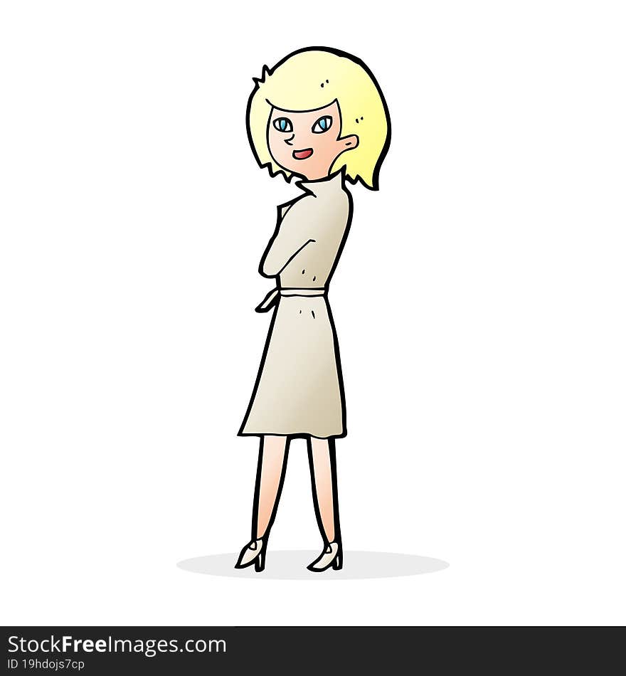 cartoon woman in trench coat