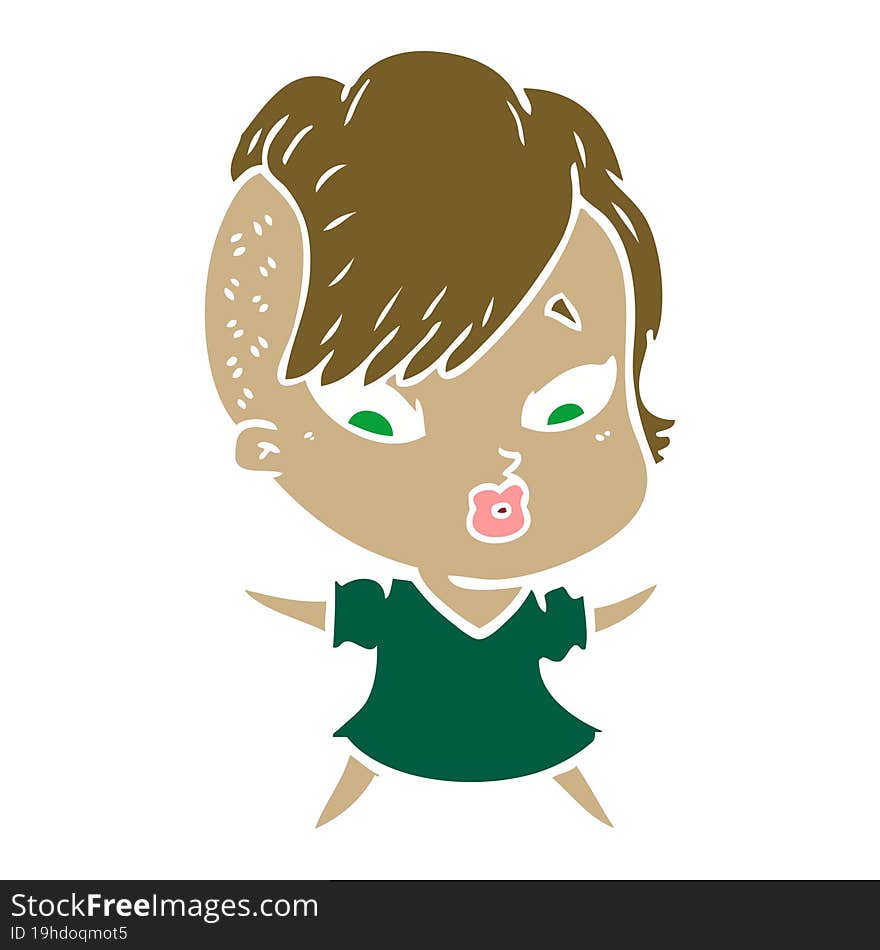 flat color style cartoon surprised girl