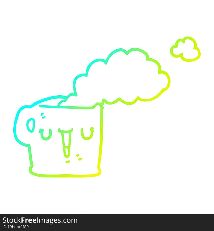 cold gradient line drawing cartoon hot cup of coffee