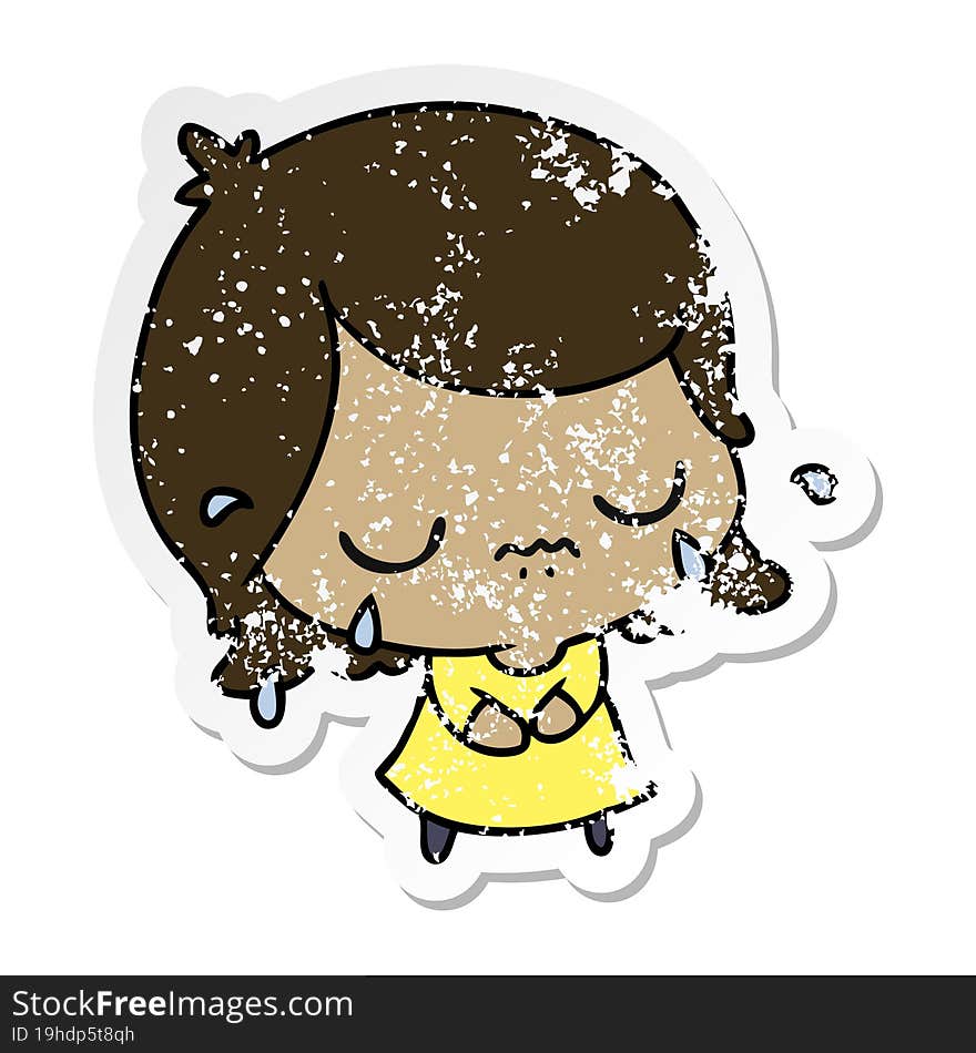 distressed sticker cartoon of cute kawaii girl