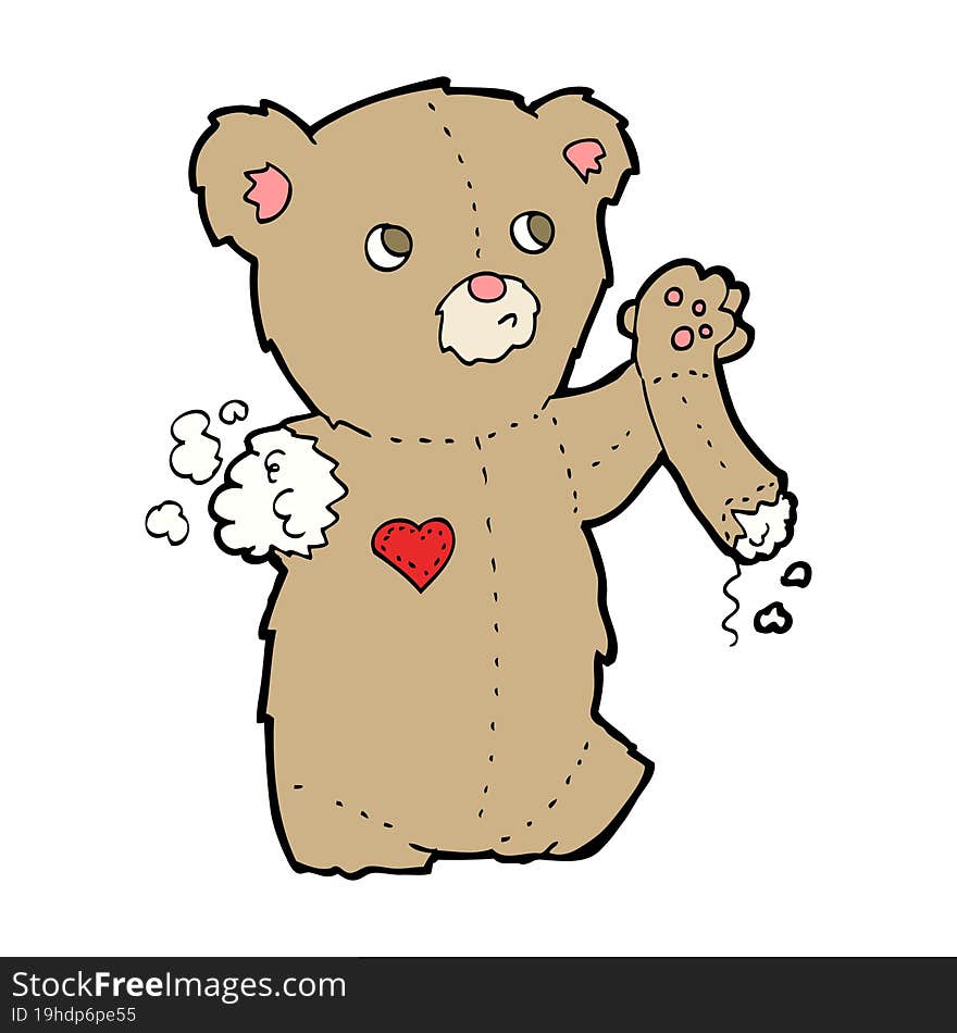 cartoon teddy bear with torn arm